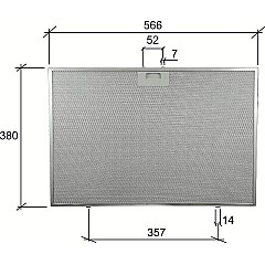 Alapure Metaalfilter geschikt voor Whirlpool 488000302744 565x380x8mm