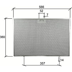Alapure Metaalfilter geschikt voor Bauknecht 488000302744 565x380x8mm