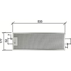 Alapure Metaalfilter geschikt voor Whirlpool 481248058305 533x177x10mm