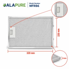 Alapure Metaalfilter geschikt voor Bosch 362380 / 00362380 320x220mm