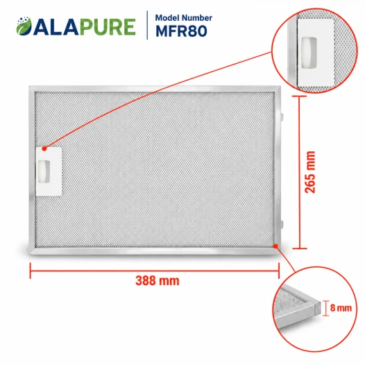Alapure Metaalfilter geschikt voor Bosch 742967 / 00742967 388x265x8mm