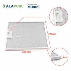 Alapure Metaalfilter geschikt voor Beko 129730007 / 115657 320x273x8mm