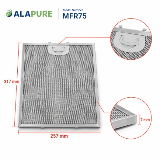 Alapure Metaalfilter geschikt voor Indesit C00268543 318x256x8mm