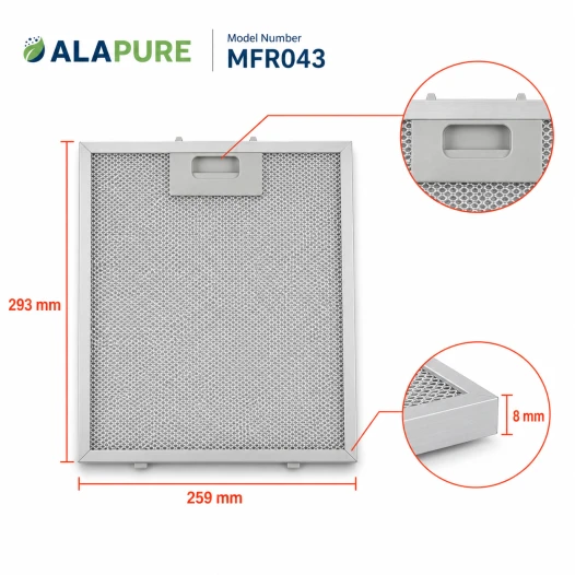 Alapure Metaalfilter geschikt voor Klarstein 10032232 259x293mm
