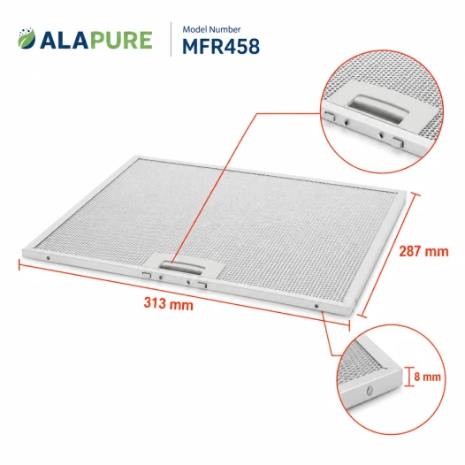 Alapure Metaalfilter geschikt voor Siemens 672373 / 00672373 313x287x8mm