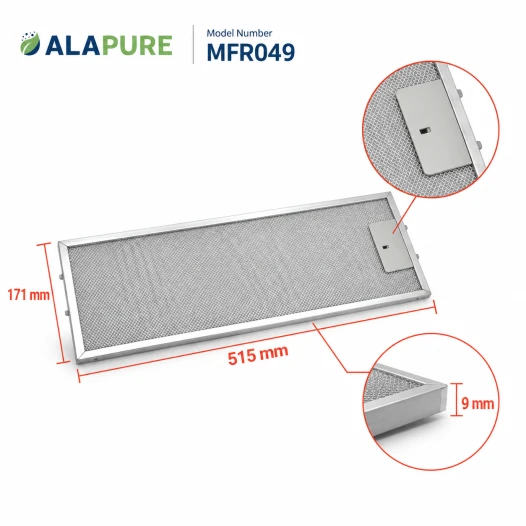 Miele Metaalfilter 08261351 / 8261351 171x515x9mm van Alapure MFR049