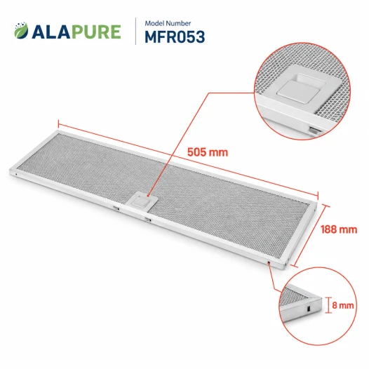 Alapure Metaalfilter geschitk voor Inventum 40600900017 505x188mm