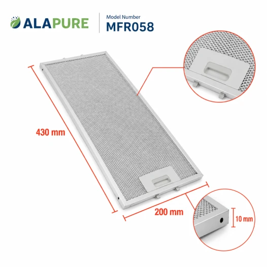 Alapure Metaalfilter geschikt voor Zanussi 50268357006 432x200x10mm