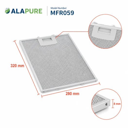 Alapure Metaalfilter geschikt voor Bosch 363095 / 00363095 320x280x8mm