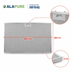Alapure Metaalfilter geschikt voor Whirlpool 488000302744 565x380x8mm