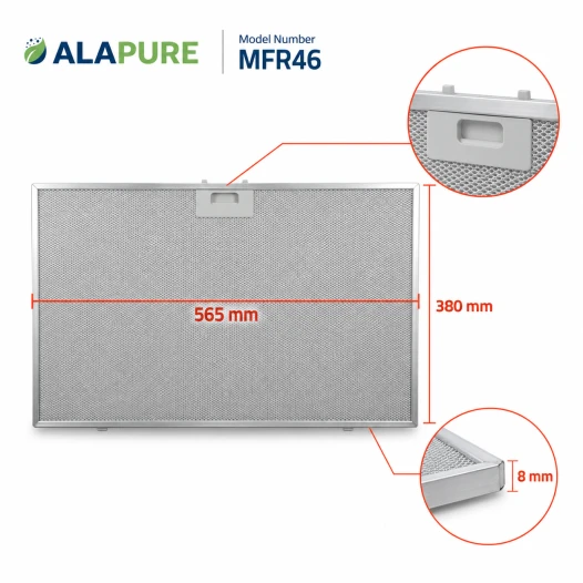 Alapure Metaalfilter geschikt voor Hotpoint-Ariston 488000302744 565x380x8mm