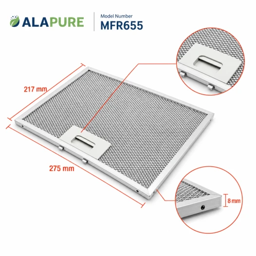 Alapure Metaalfilter geschikt voor Hotpoint-Ariston 481248058332 275x217x8mm