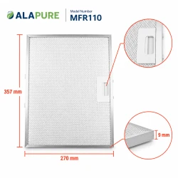 Alapure Metaalfilter geschikt voor Elica ACC0193430 357x270x9mm
