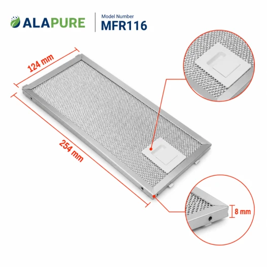 Alapure Metaalfilter geschikt voor Faure 4055348199 124x254x8mm