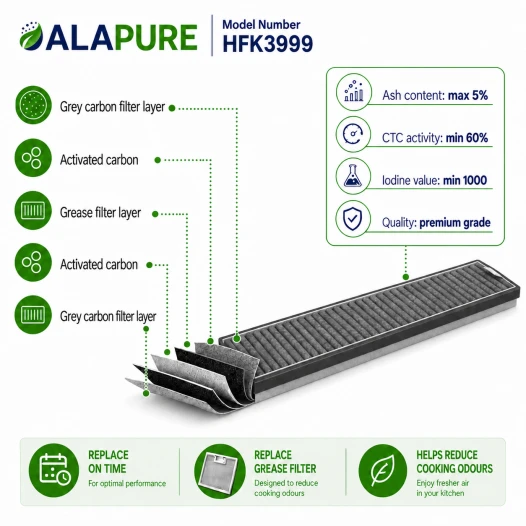 Alapure HFK3999 Geschikt voor Miele Koolstoffilter DKF13-P