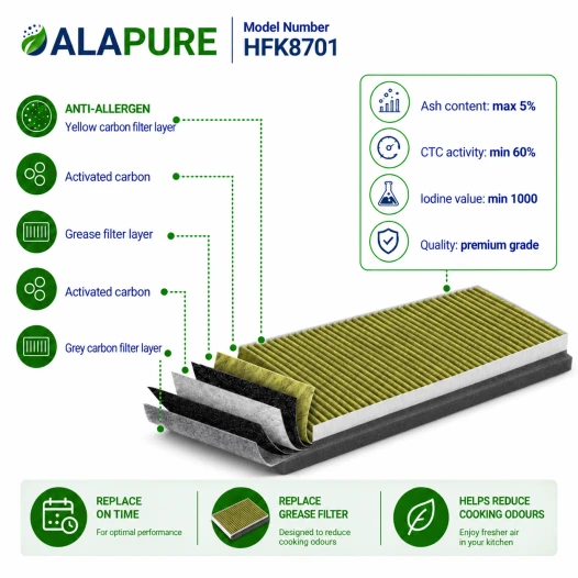Alapure CleanAir Plus Koolstoffilter geschikt voor Constructa 17005414 / CZ51AIB1X6