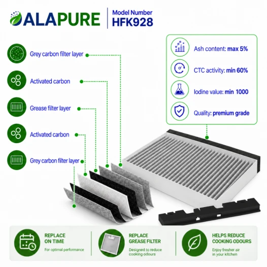 Alapure HFK928 Geschikt voor Balay 11049702 / 11026771 / Z5102X1 / 00705432 CleanAir Koolstoffilter