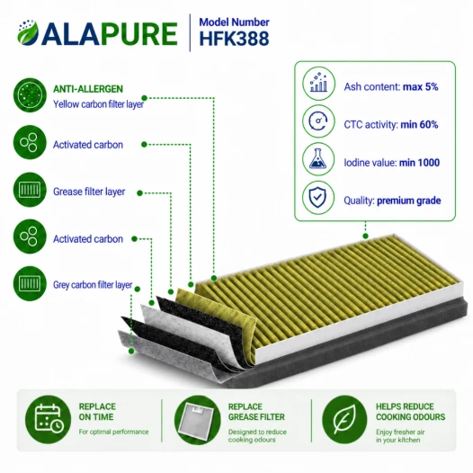 Alapure CleanAir Plus Koolstoffilter geschikt voor Gaggenau 17005388 / 17001205