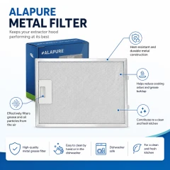 Alapure Metaalfilter geschikt voor Neff 362380 / 00362380 320x220mm
