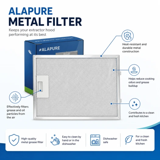 Alapure Metaalfilter geschikt voor Bosch 362380 / 00362380 320x220mm